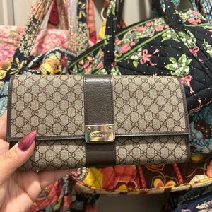 Gucci Brown Monogram Continental Wallet